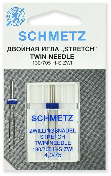 Иглы Schmetz стрейч двойные 130/705 H-S ZWI 4,0/75, 1 шт в Жердевке